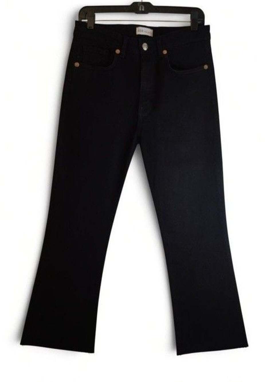 Zara Black High Rise Raw Hem Flare Jeans Size 10
